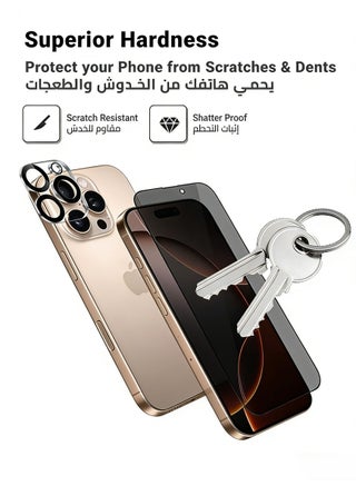 2 in 1 Apple iPhone 16 Pro Max Protection Pack - Anti-Peeping Privacy Glass Screen Protector & Camera Lens Protector, Premium Edge-to-Edge, High Transparency, Anti-Explosion, Easy Installation - view 3